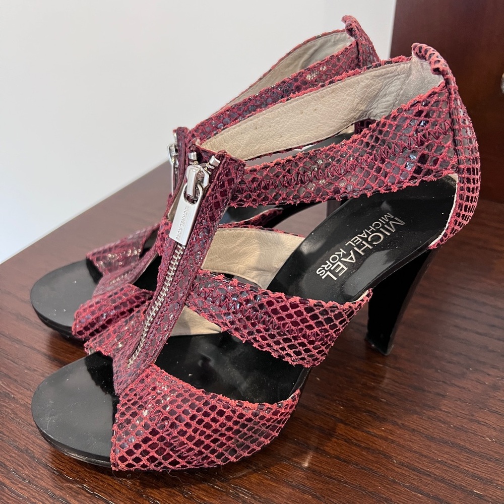 Michael Kors Burgundy Peep-Toe Heels